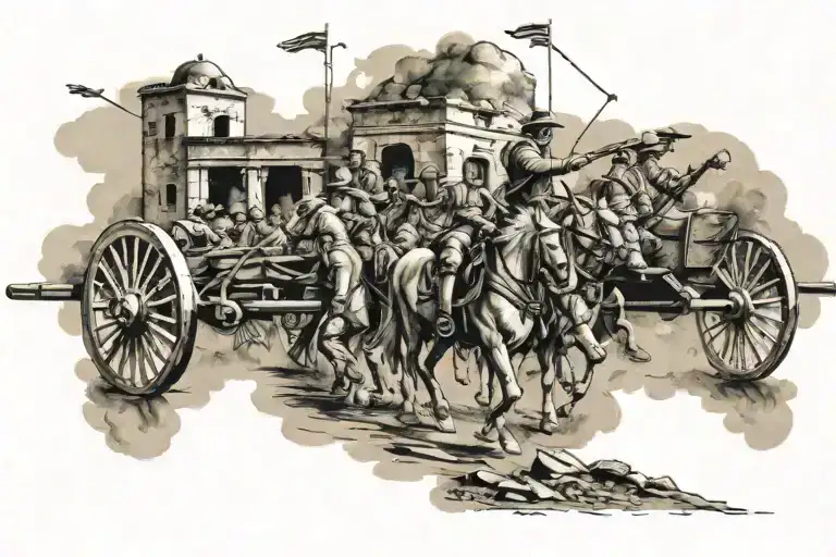 The Alamo imagery war scene tattoo design idea