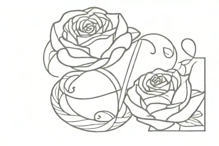 Letters R & L intertwined with roses tattoo design idea