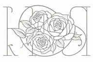 Letters R & L intertwined with roses tattoo design idea