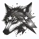 wolf, stars, loss tattoo design idea