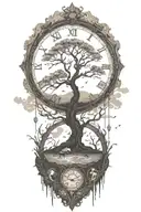 peace and lightining storm and time and nature tattoo design idea