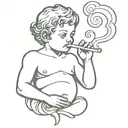 cherub smoking cigarette tattoo design idea