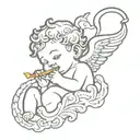 cherub smoking cigarette tattoo design idea
