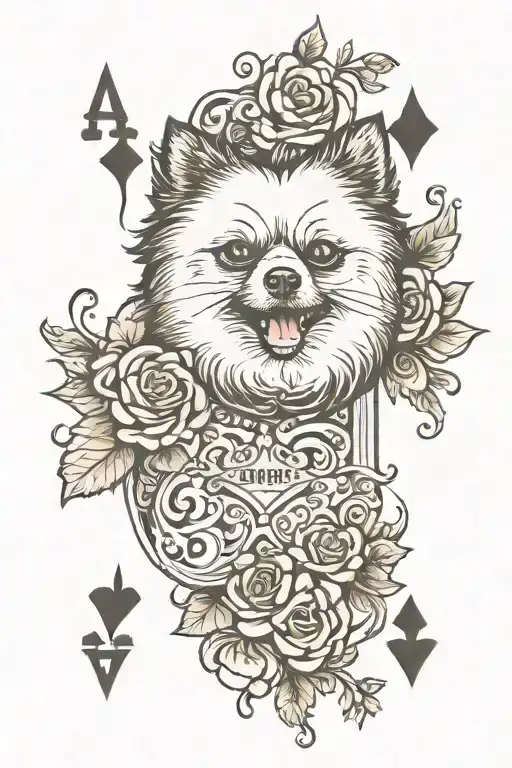 ace playing card for my Pomeranian who died August 19th 2024 tattoo design idea