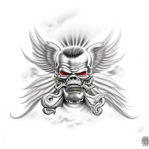 heaven and hell angels tattoo design idea