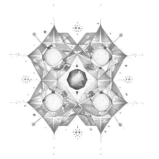 A game board with constellations of Capricorn and Saturn as the centerpiece tattoo design idea