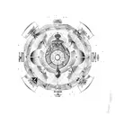 A game board with constellations of Capricorn and Saturn as the centerpiece tattoo design idea