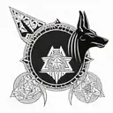 Anubis with a scale balanced tattoo design idea