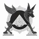 Anubis with a scale balanced tattoo design idea