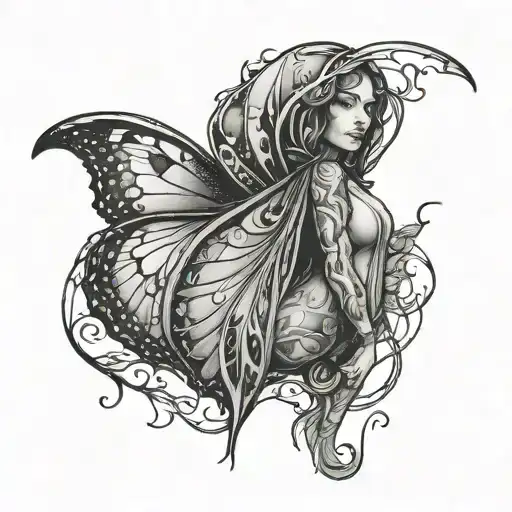 a woman in a chrysalis symbolizing personal transformation tattoo design idea