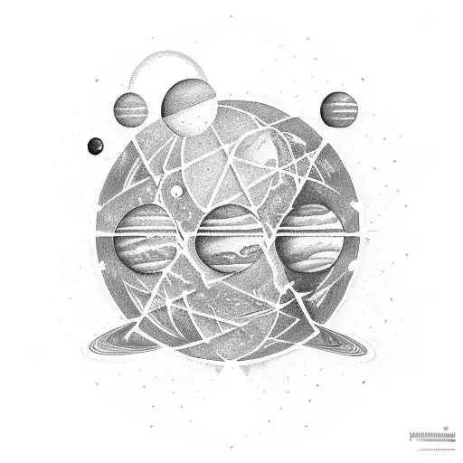 planet alignment for December 14th 2005 in color tattoo design idea