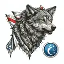 göktürk wolf with turkish flag tattoo design idea