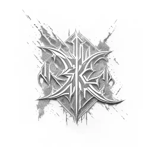 word chaos in death metal lettering tattoo design idea