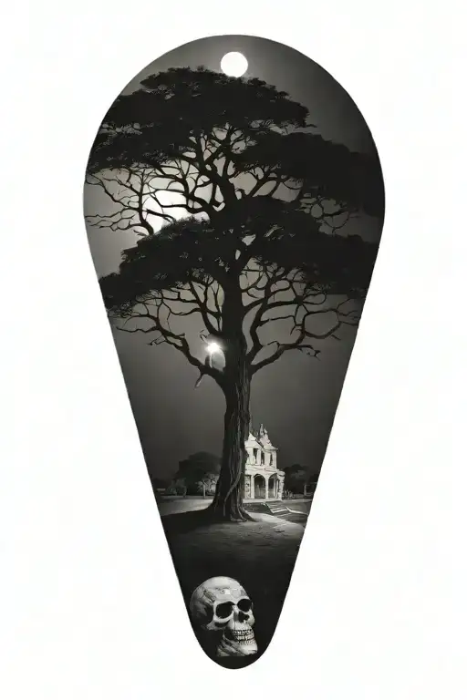 San Antonio Alamo day of the dead tree with creeping tattoo design idea