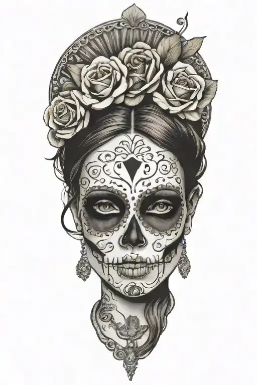 day of the dead remember the alamo sexy woman tattoo design idea