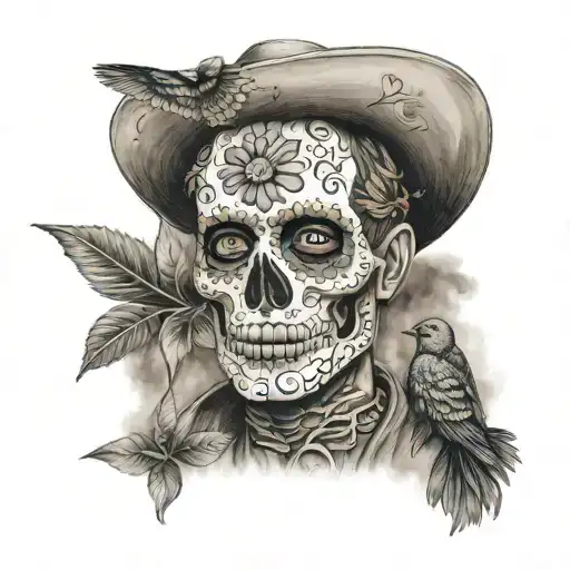day of the dead remember the alamo  tattoo design idea