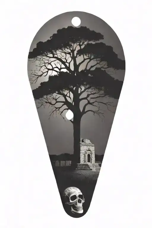 San Antonio Alamo day of the dead oak tree tattoo design idea