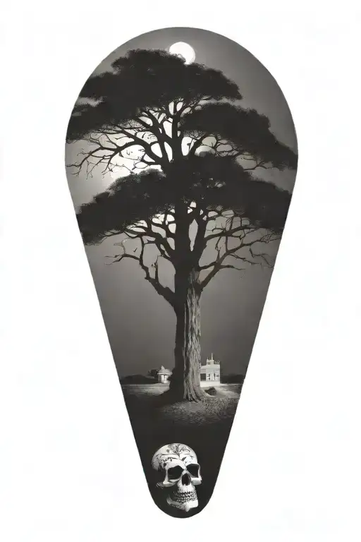 San Antonio Alamo day of the dead oak tree tattoo design idea