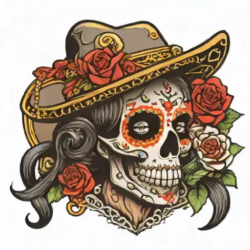 San Antonio Alamo day of the dead  tattoo design idea
