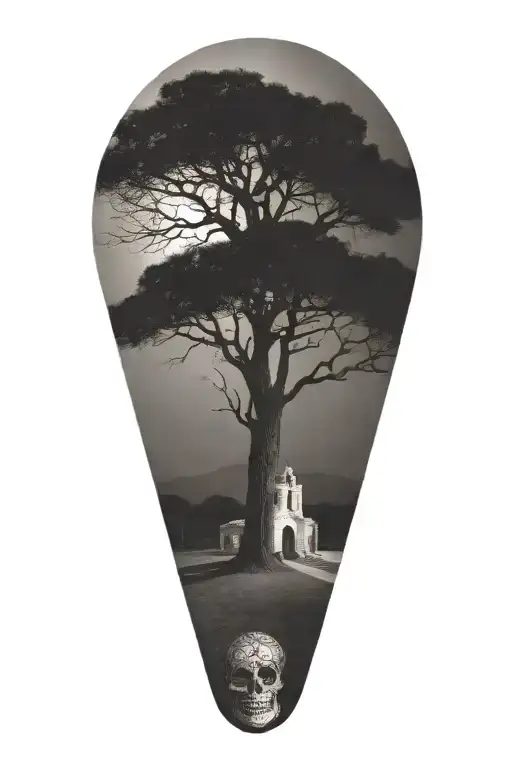 San Antonio Alamo day of the dead oak tree tattoo design idea