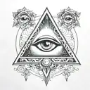 filigree all seeing eye pyramid logo integrated astrological sign tattoo design idea