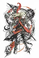 full metal alchemist circule with Edward and Alphonse Elric soul sign tattoo design idea