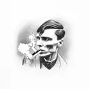 Tommy shelby swinging a pocket watch from his hand and smoking a cigarette tattoo design idea