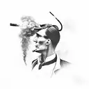 Tommy shelby swinging a pocket watch from his hand and smoking a cigarette tattoo design idea