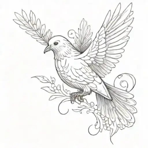 dove with a roman numerals of a date  tattoo design idea