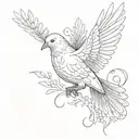 dove with a roman numerals of a date  tattoo design idea