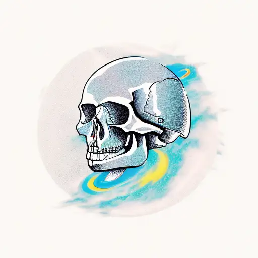 Skull in Space - Skull - Sticker | TeePublic
