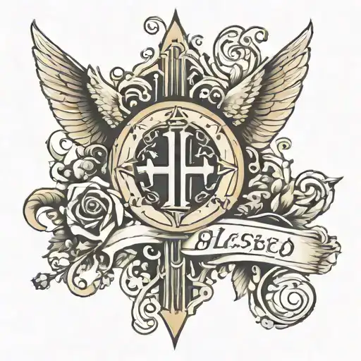 Blessed word tattoo design idea
