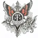 Blessed word tattoo design idea