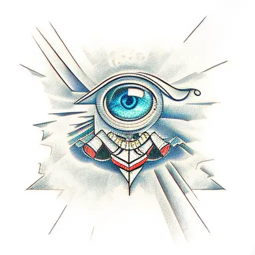 A surrealistic design featuring an explorer with telescopic eyes discovering a hidden world tattoo design idea