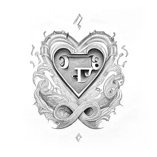 4 initials J, A , S and J. add a heart and some curls.  tattoo design idea