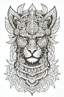 Aztec jaguar warrior face tattoo design idea