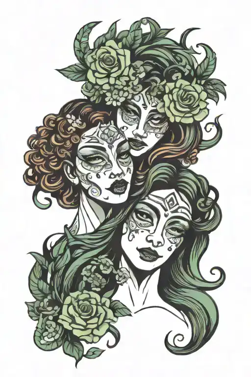 Virgo Leo split same face tattoo design idea