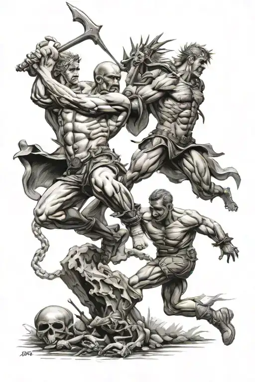 life struggle battle vs darkness tattoo design idea