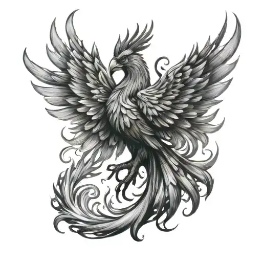 A phoenix rising from the ashes symbolizing growth and overcoming pain tattoo design idea