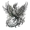 A phoenix rising from the ashes symbolizing growth and overcoming pain tattoo design idea