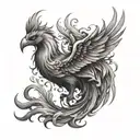 A phoenix rising from the ashes symbolizing growth and overcoming pain tattoo design idea