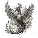 A phoenix rising from the ashes symbolizing growth and overcoming pain tattoo design idea