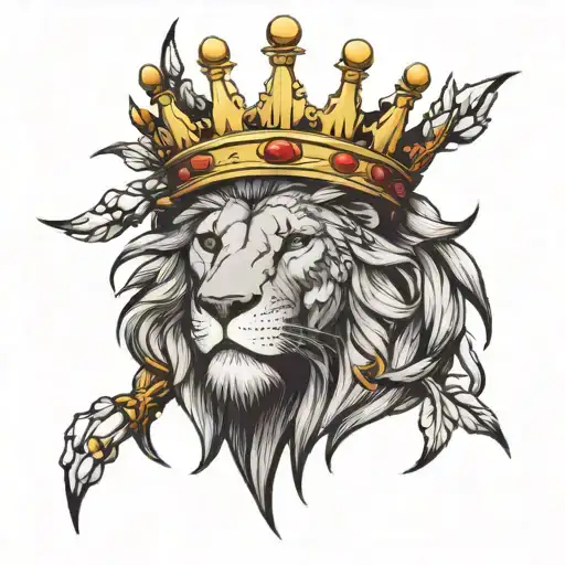 Lion wearing crown of thorns  tattoo design idea