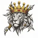 Lion wearing crown of thorns  tattoo design idea