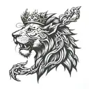 Lion wearing crown of thorns  tattoo design idea