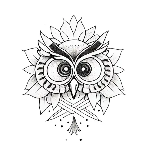 Flower, owl, skull, tree, child, time tattoo design idea