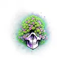 Flower skull tree child time creeper tattoo design idea