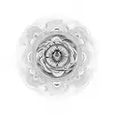 Mandala tattoo with yin Yang in the center, along with a bracelet around with nature landscape tattoo design idea