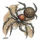 graceful spider shadow tattoo design idea