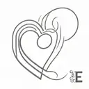 fingerprint heart with the letter E tattoo design idea